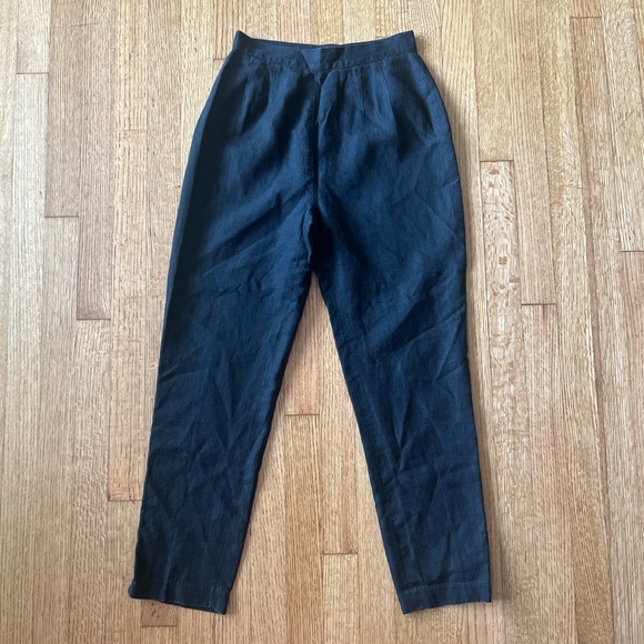 80s vintage designer high waisted linen pants - Picture 1 of 9